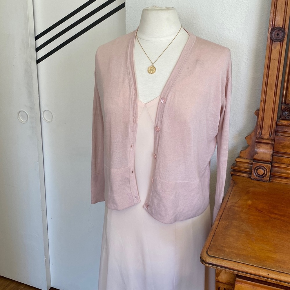 Everlane light pink, cardigan sweater